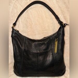 Vintage American Leather Co Black Soft Pebbled Genuine Leather Hobo Shoulder Bag
